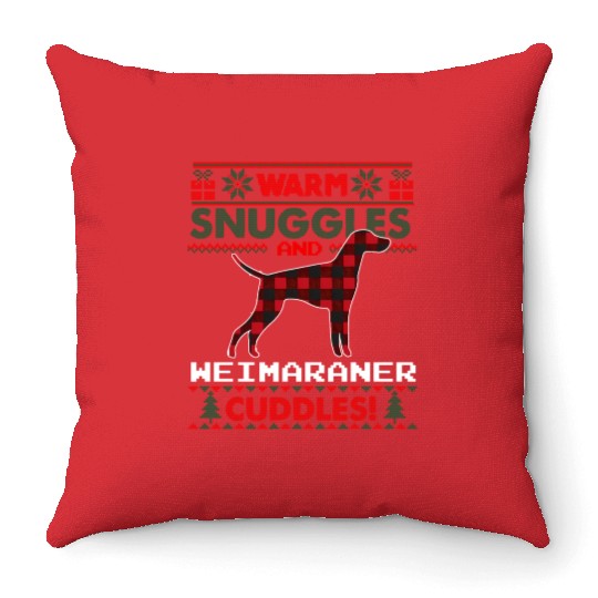 Weimaraner Dog Pajama Ugly Throw Pillows