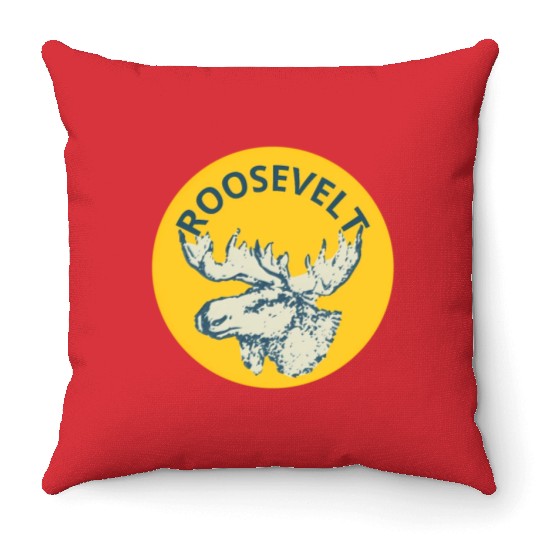 Teddy Roosevelt Bull Moose Py Throw Pillows