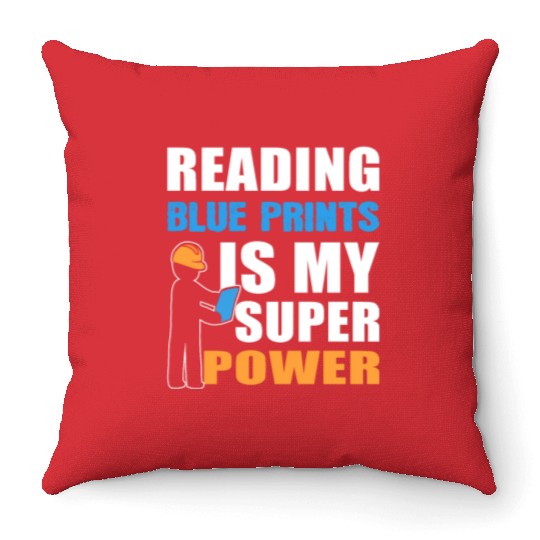 Reading Blue Prints Certified Electrician Gift Throw Pillows