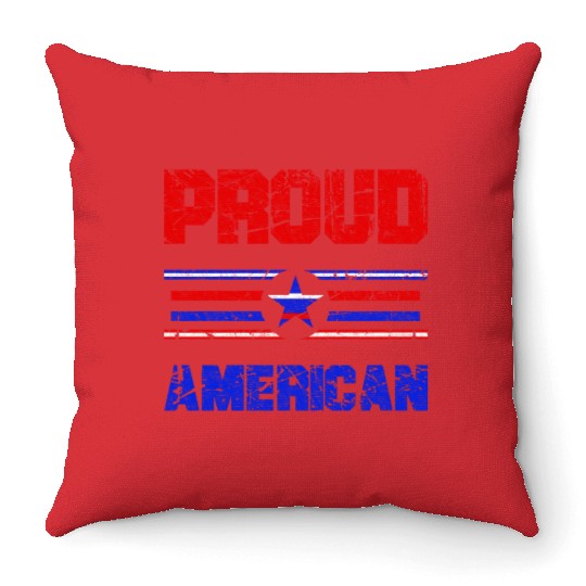Proud American USA Flag, Patriotic 4th of July Throw Pillows