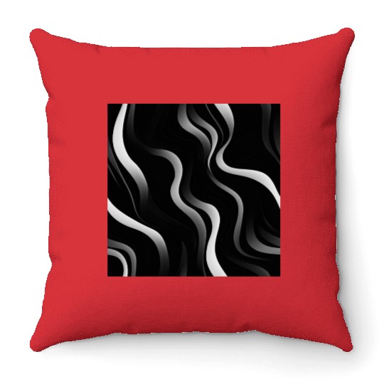 Monochrome Elegance: White Abstract Lines on Black Throw Pillows