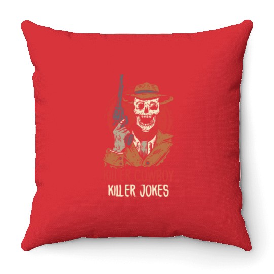 Spooky Horror Western Cowboy Rider Rodeo Country Throw Pillows