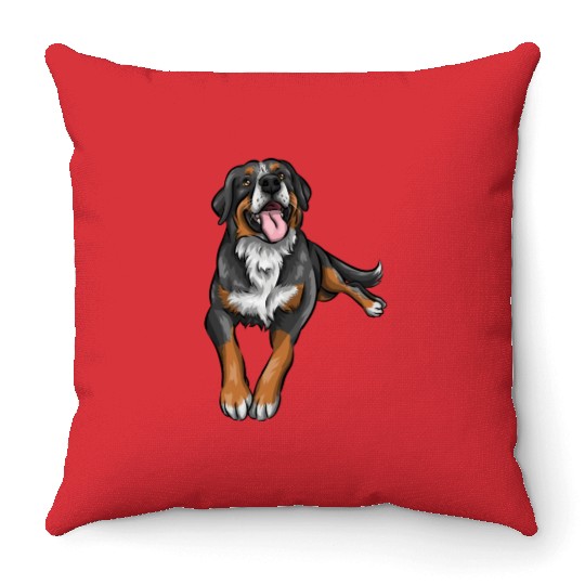 Cute Bernese Mountain Dog Throw Pillows