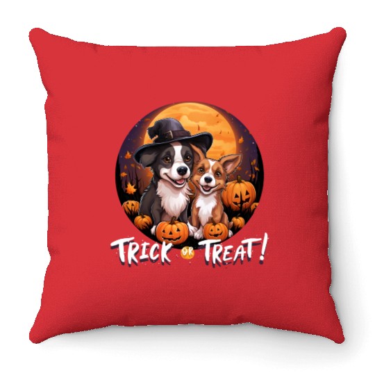Halloween Cute Dogs Trick or Treat Dog Lovers Throw Pillows