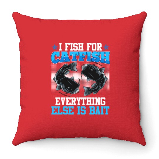 Flathead I fish for Catfish Fishing Noodling Throw Pillows