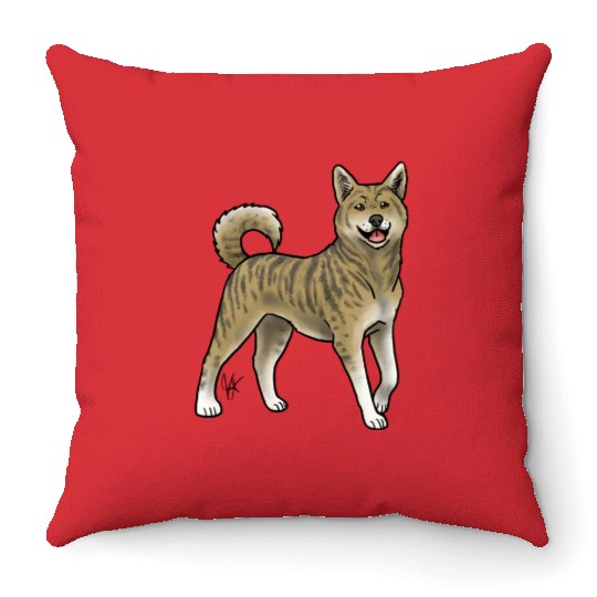 Dog Korean Jindo Brindle Throw Pillows