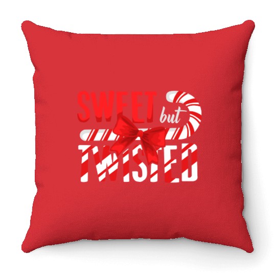 Sweet But Twisted Christmas Candy Cane Throw Pillows