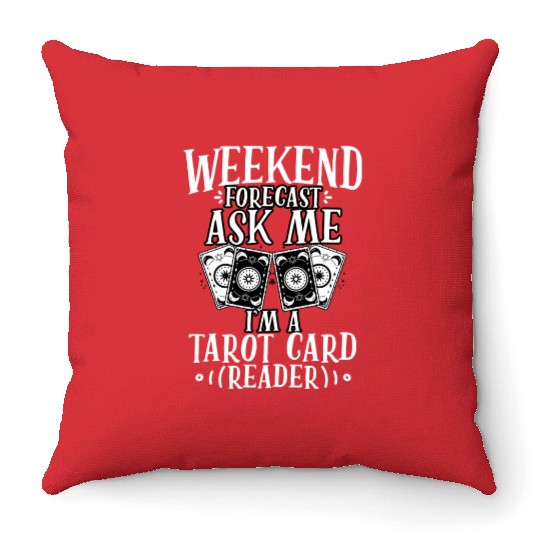 Weekend Forecast Funny Tarot Card Cartomancy A Throw Pillows