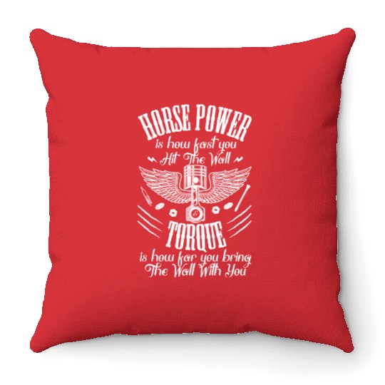 Horsepower Torque Car Mechanic Car Lover Retro Throw Pillows