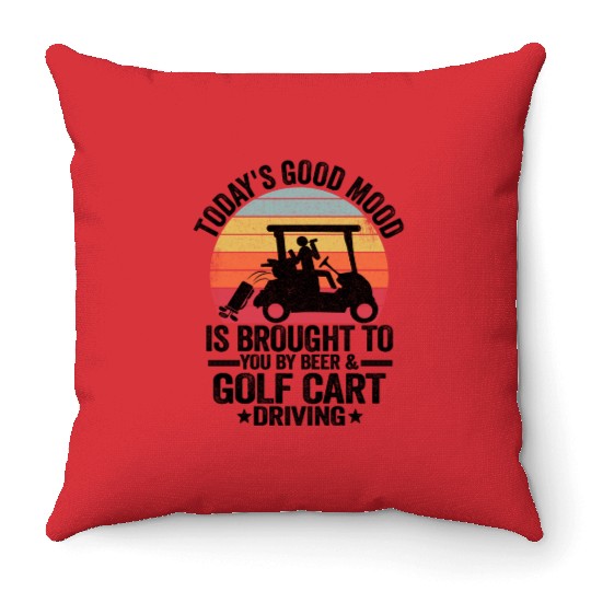 Beer Golf Cart Funny Golfer Vintage Golfing Quotes Throw Pillows