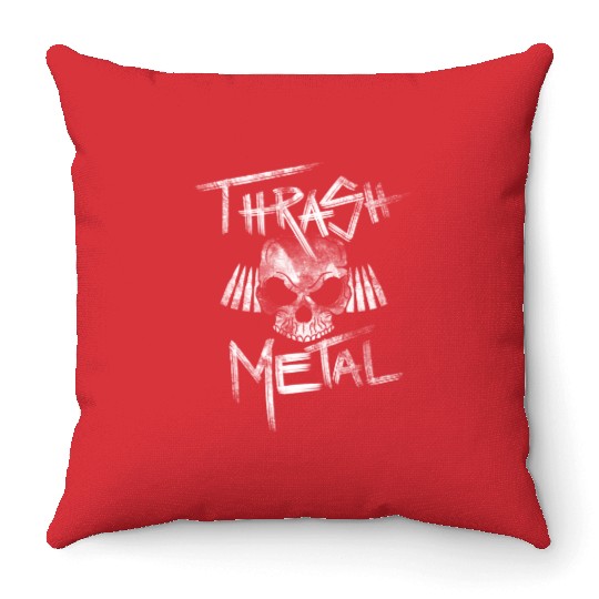 Skull And Bullets Thrash Metal Throw Pillows