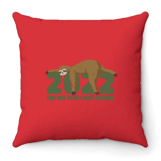 Sleeping Sloth Newyear Throw Pillows