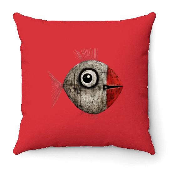 Abstract Comic Fish / Weird Fish Throw Pillows