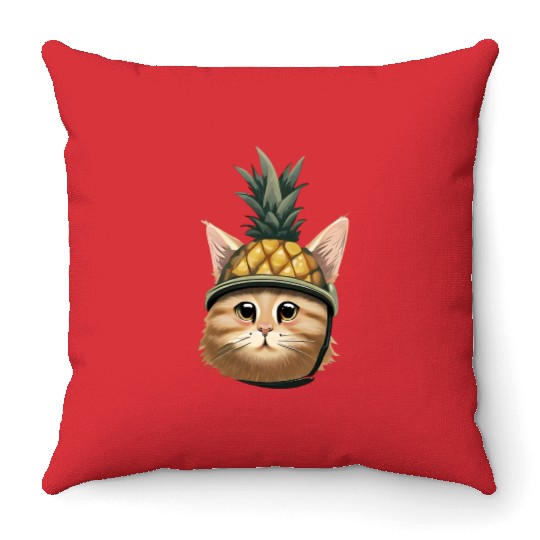 Pineapple cat Throw Pillows