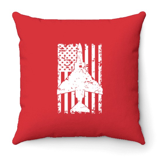 F 4 Phantom II Fighter Jet Patriotic Throw Pillows