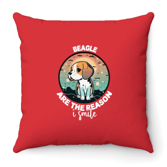 Beagle Are The Reason I Smile Dog Mom Throw Pillows