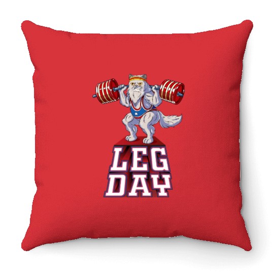 Leg Day Persian Weight Lifting Squat Gym Throw Pillows
