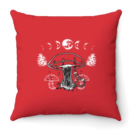 Mushroom Aesthetic Cute Fungi Lover Cottagecore Throw Pillows
