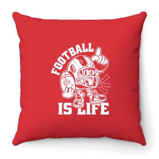 Football Is Life American Football Lover Game Day Throw Pillows