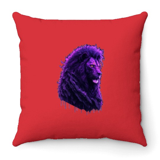 Purple Lion Original Throw Pillows