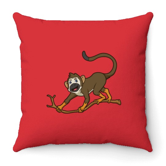 Kawaii Squirrel Monkey Throw Pillows