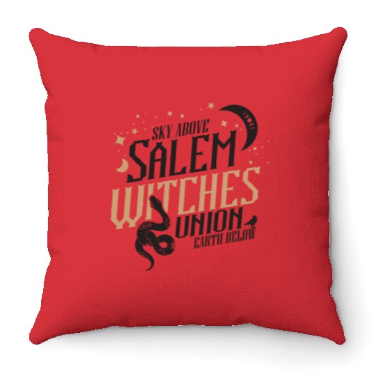 Salem Witches Union Black Throw Pillows