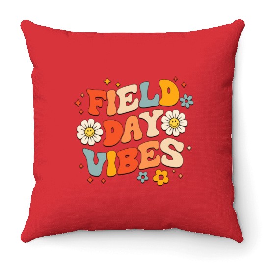 Field Day 2023 Funny Field Day Vibes Teacher Boy Throw Pillows