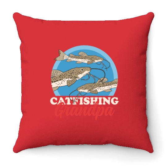 Catfishing Grandpa Fish Catfish Fishing Throw Pillows