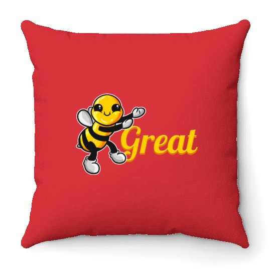 The Cute Bee Says Be Great The Bee Throw Pillows