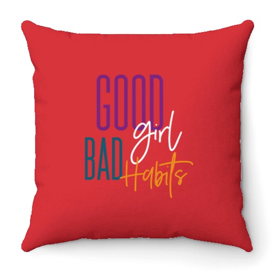 Ggt Black Bad Habits cy Friend Brunch Weekend Throw Pillows