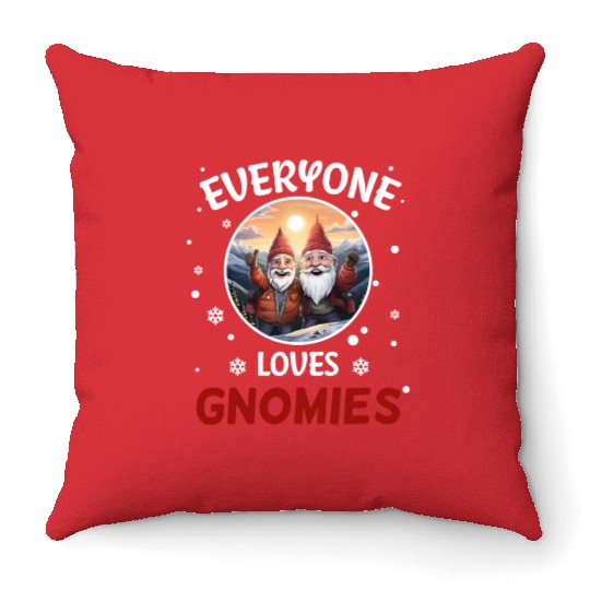 Everyone Loves Gnomies Gnome Santa Claus Throw Pillows