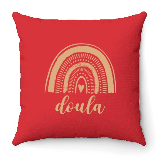 Doula Rainbow Leopard Birth Doulas Gift Throw Pillows