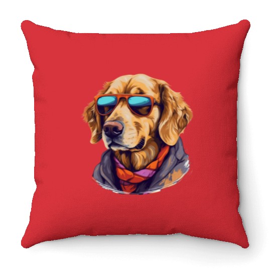 Golden Retriever in the Streets | Dog Lovers Throw Pillows