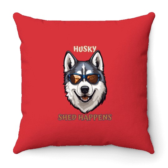 Funny Cute Beautiful Siberian Husky Dog Design Throw Pillows