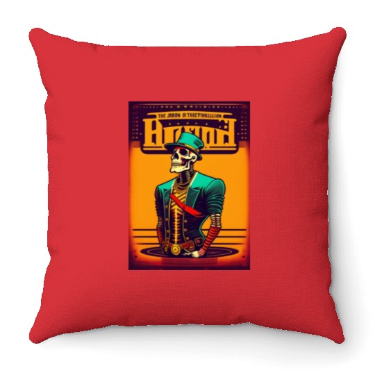 Run skull punk rock Throw Pillows