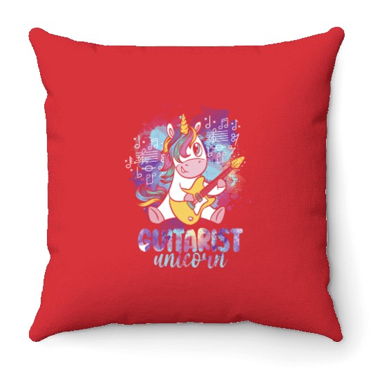 Guitarist Unicorn Music Lover Pony Musician Guitar Throw Pillows