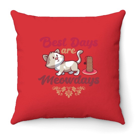 Best Days Are Meowdays Cute Funny Cat Lover Design Throw Pillows