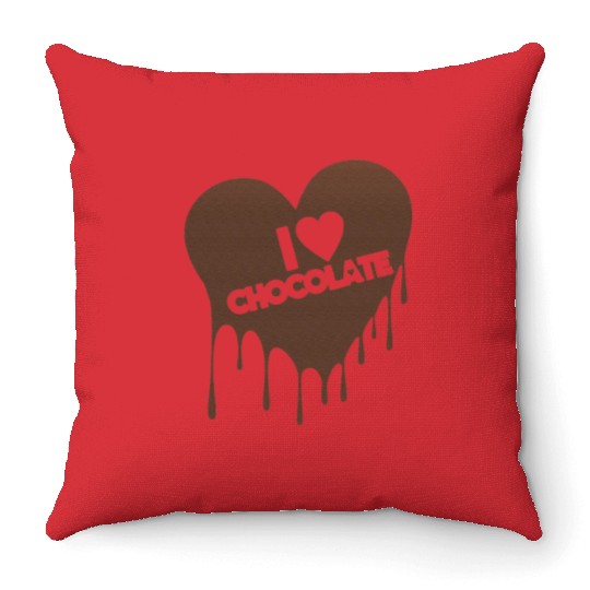 I Love Chocolate Candy Heart Lover Throw Pillows