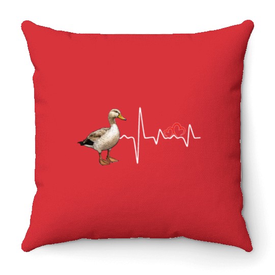 Duck Hunting Love Heartbeat Duck Hunter Throw Pillows