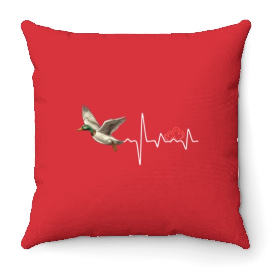 Duck Hunting Love Heartbeat Duck Hunter Throw Pillows
