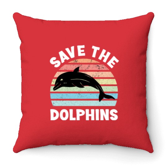 Save The Dolphins Throw Pillows