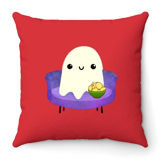 Couch Potato Ghost With Potato Chips Throw Pillows