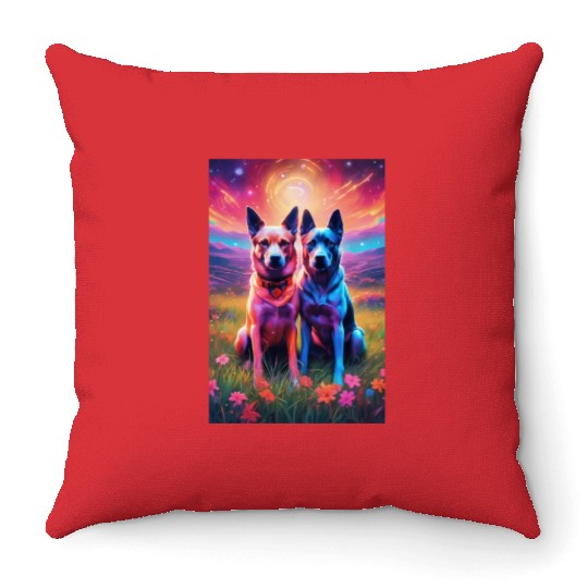 two dogs portrait lushill style artgerm and james Throw Pillows