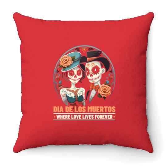 Dia De Los Muertos Sugar Skull Mexican Holiday Throw Pillows