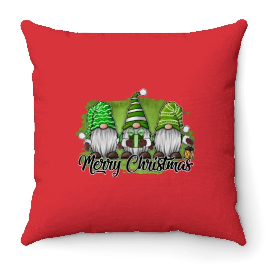 Merry Christmas Gnomes Christmas Xmas Holiday Throw Pillows