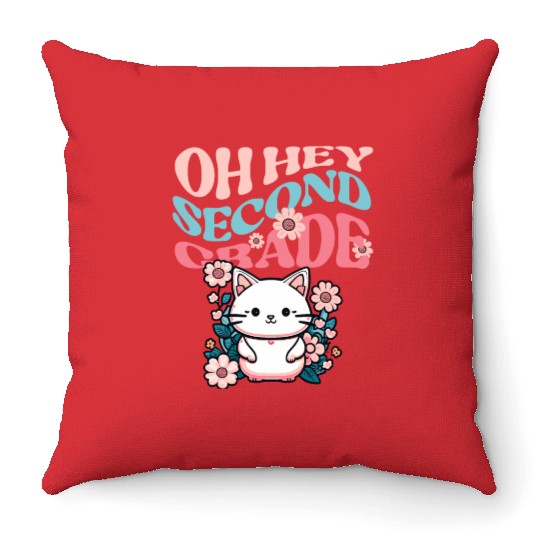OH HEY 2nd grade , second grade back to school Throw Pillows