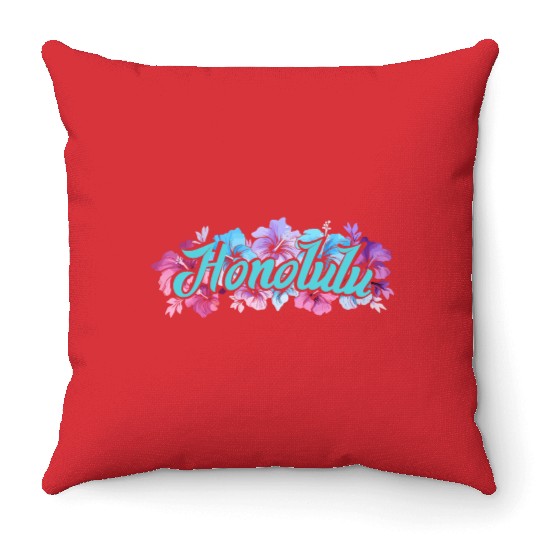 Honolulu Hawaii Hibiscus Throw Pillows
