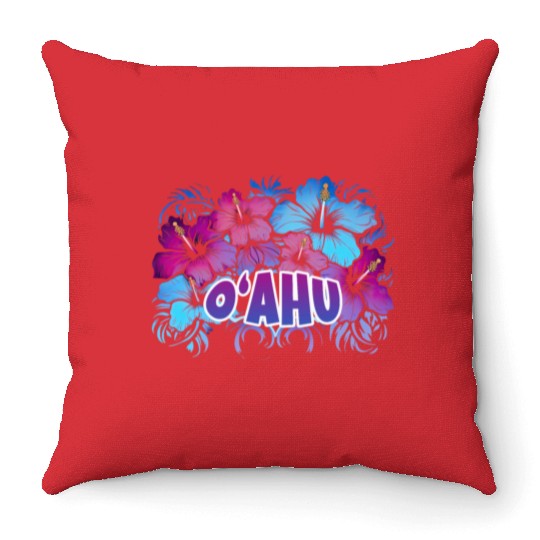 Oahu Hawaii Hibiscus Flower - Tropical Island Beau Throw Pillows