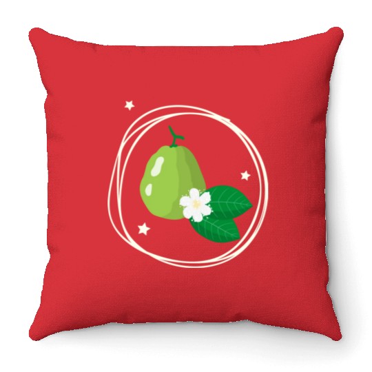 Guava With Flower And Leaves Throw Pillows