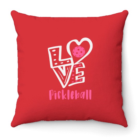 I Love Pickleball Throw Pillows
